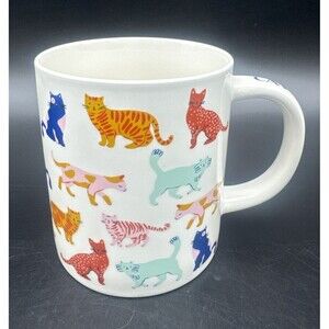 Parker Lane CAT PERSON Coffee Tea Mug Colorful CATS Stoneware Cup 16oz